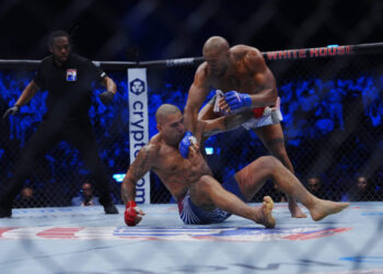 WASHINGTON, DC - June 14, 2026 : Alex Pereira and Ciryl Gane meet in the octagon for a 3-round bout at UFC Freedom 250 at The White House South Lawn on June 14, 2026 in Las Vegas, NV. (Photo by Louis Grasse/PXImages)